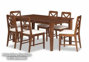 Meja Makan Jati Minimalis 6 Kursi