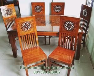 Jual Meja Makan 6 Kursi Resto Ukir Jati