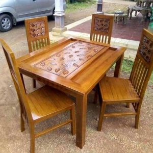 Set Meja Makan Jati 4 Kursi