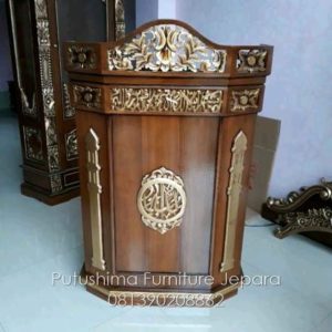 Jual Mimbar Jati Ukir Kaligrafi