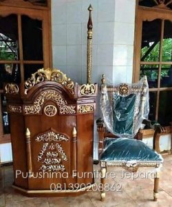 Jual Set Mimbar Masjid Jati Ukir