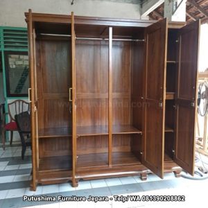 Lemari Pakaian Jati 4 Pintu Minimalis