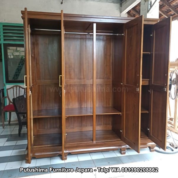 Lemari Pakaian Jati 4 Pintu Minimalis