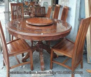 Meja Makan Bundar Jati Murah