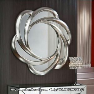 Cermin Bulat Modern Silver
