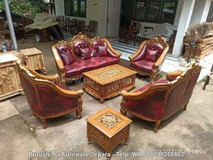 Kursi Tamu Ganesa Meja Kopi Ukir Emas