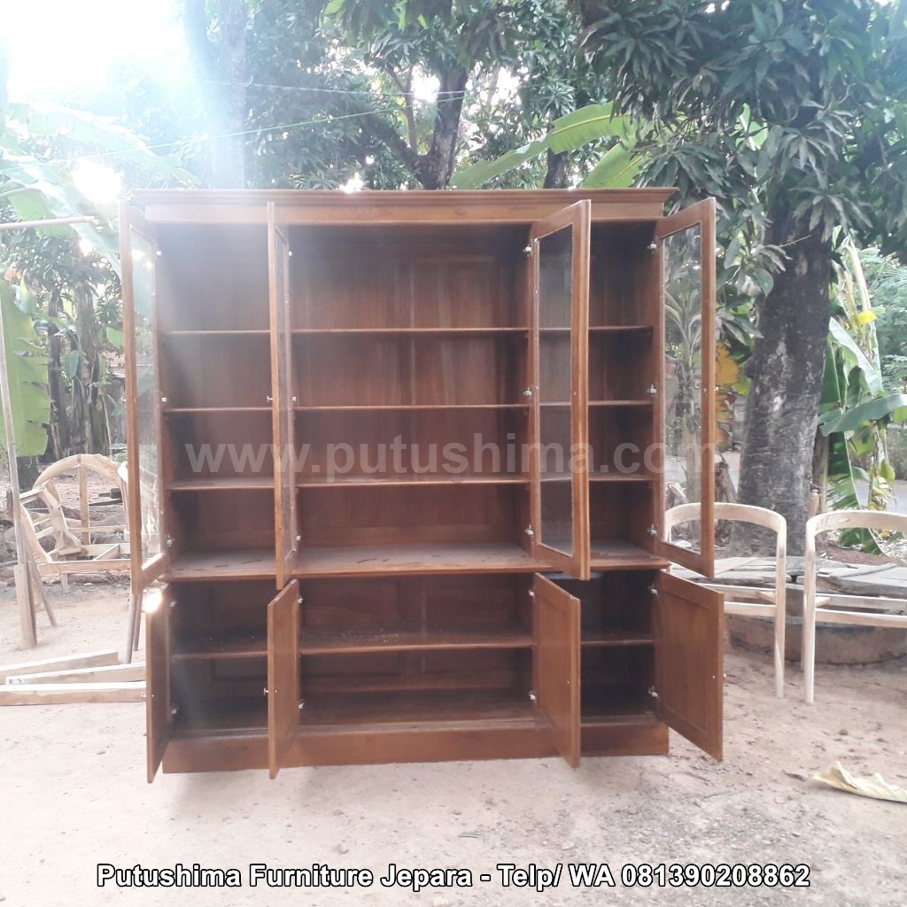 Lemari Hias Jati 4 Pintu Modern