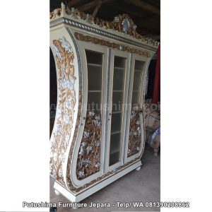 Lemari Hias Ukir Biola White