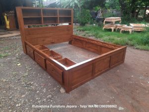 Tempat Tidur Jati Minimalis Storage