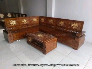 Kursi Sudut Jati Domini Mawar