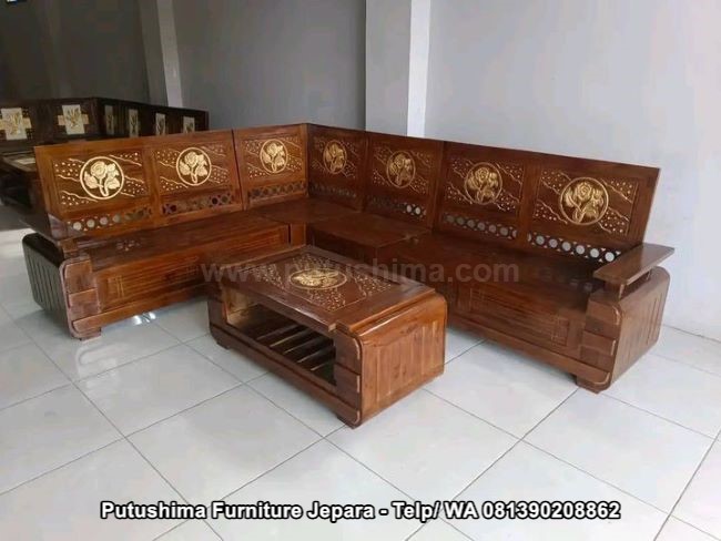 Kursi Sudut Jati Domini Mawar