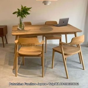 Set Meja Resto Jati 4 Kursi Hiroshima