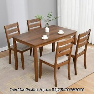 Set Meja Resto Jati 4 Kursi Strip