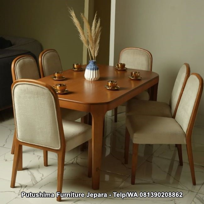 Meja Makan Jati 6 Kursi Ovalis